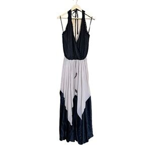 BCBGMaxAzria Designer Deep V Grecian Dress. Black and Beige. Size XXS #1160